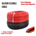Flexible Soft Silicone Wire Cable 4/6/8/10/12 AWG Red & Black UK Seller