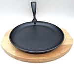 31 CM HEAVY DUTY  XL CAST IRON SIZZLER PLATTER (3 PCS SET) SERVING- PLATTER DISH