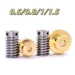 Module 20T to 60T Gear Copper Worm Wheel Gear & Worm Gear Shaft 0.5/0.8/1/1.5