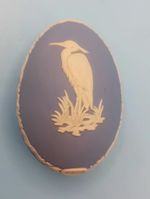 Vintage 1978 Blue Jasperware Heron Trinket Pot Egg Cameo Relief Wedgwood