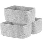 Small Woven Rope Storage Baskets 3 Pack Organizers for Toys Books Home Decor