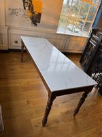Commercial Dining Tables, Solid Miro Stone Top & Wood Base