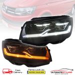 VW Transporter T6 2015-2020 Full LED DRL Headlights Black Inner Projector RHD