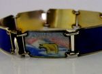 STUNNING NORWEGIAN STERLING SILVER ENAMEL BRACELET c1920 ANTIQUE POLAR BEAR