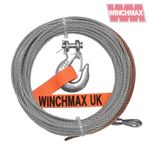 Steel Rope/Cable 15m x 6mm. Hole fix. 1/4 Inch hook. For Winches up to 4,000lb