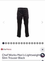 Chef Works - Men’s Lightweight Slim Black Chef Trousers - Large