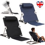 Adjustable Folding Bed Backrest with Head Pillow 6-Position Back Support Chair