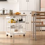 Rolling Kitchen Island Trolley Serving Cart Drawer Shelves Basket White