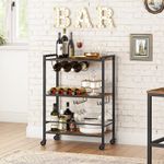 3 Tier Rolling Industrial Design Rustic Wooden Bar Kitchen Cart Trolley Wheels