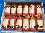 Dog Food Frozen BEEF (OX) HEART & CHICKEN MINCE. BARF RAW DIET 28x500g  14kg