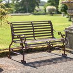 Ex-display Rustic Two Seater Outdoor Traditional Metal Garden Patio Park Bench