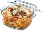 NUTRIUPS 1L Glass Casserole Dish for Oven with Lid, Square Mini 