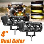 Pair 4" 96W Yellow/White Pods LED Work Driving Light Bar fit Can-am Maverick X3