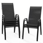 Garden Chairs Set of 6, Stackable Patio Dining Chairs with High Back & Armrests