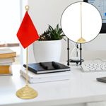 Stainless Steel Desktop Flagpole Stand Metal Holder For Office And Home