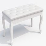 Faux Leather Piano Stool Seat Keyboard Bench White Storage Compartment