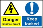Danger electrical hazard keep locked sign 
