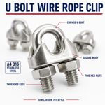 Stainless Steel A4 316 Wire Rope Grips 2mm-13mm U Bolt Cable Clamps DIN 741