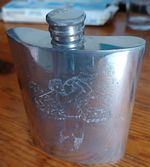 Vintage British Pewter 150ml Golfers Hip Flask engraved golf gift quarter pint