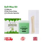 Hair Removal Soft Wax Kit 300g/Microwavable/20 Strips & 4 Spatulas,Face,Body Wax