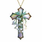 Lily of the Valley Cross Elegant Design Floral Cross Hanging Ornament for Church