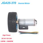 Geared Motor DC 6V 12V 24V With Encoder Tires High Torque Reversible 12-1360RPM