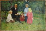 Ukrainian Soviet USSR Oil Painting impressionism Lenin child Portrait boy girl