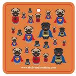 PUG SUPERHEROES VANILLA AIR FRESHENER 2 PACK - DOG LOVER CAR GIFT