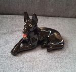 Vintage European Ceramic Lying German Shepherd Dog Figurine – Marked “4”.