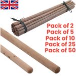 Wooden Broom Handle 120cm 4ft Mop Stick 24mm Strong Pine Replacement Pole UK