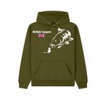 British Carpers Carp Fishing Hoodie Olive Green Angling Fishing Pullover Jumper
