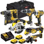 Dewalt DCK654P3TB 18V XR 6 Piece Combo Tool Kit 3 x 5.0Ah Battery Charger & Bag