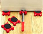 Red Furniture & Appliance Mover Set 4-Wheel Dollies with Lifting Lever Tool