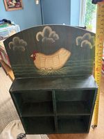 Mini Shelves For Kitchen Cottage Core Style Painted Chickens On Green. Classic.