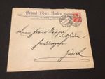 Switzerland Grand Hotel Baden 1909 used postal cover Ref 59294