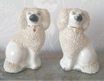 English Staffordshire Poodle dog figurines, dating from the mid-19th century. 