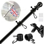6FT Stainless Steel Flagpole Kit with Bracket Wall Mounted for House Garden Yard