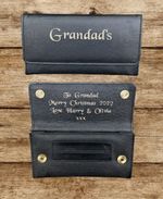 Personalised Engraved Genuine Leather Black Tobacco Pouch Bag Case Gift for Him