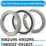 Thin-Wall Deep Groove Ball Bearing 6821RS -6932RS / 6800ZZ -6918ZZ Bearing steel