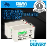 2 x Lucas 12V 7AH Batteries - STANNAH Stair Lift Batteries 400 420 600 models