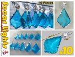 10 Chandelier Cut Glass Droplets 2" Leaf Drops Teal Wedding Prisms Beads Droplet