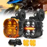 Pair LED Motorcycle Spot Lights DRL Auxiliary Headlight Driving Fog White Yellow