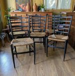 Set of 6 Italian Mid-Century Modern Ladder-Back Chairs with Rush Seats