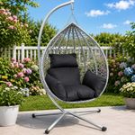 Hanging Swing Egg Chair for In/Outdoor, Foldable Hammock Rattan Wicker Egg Chair