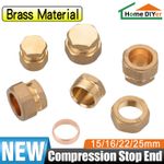 15 16 22 25mm Compression Stop End Blank Off Blanking Cap Copper Tube Fitting