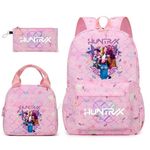 KPop Demon Hunters Print Backpack Set, With Tote and Pouch, Large Capacity Light