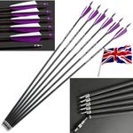12X Carbon Arrows 30'' Archery Turkey Feather SP500 Compound Recurve Bow Hunting