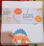 George Baby Cot Bed Fitted Sheets 2 Pack 100% Cotton White Unisex