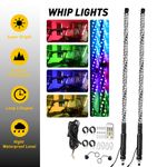 2Pcs 3FT LED Whip Light Antenna Flag Pole Lamp For ATV UTV Truck Universal RGB