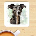 Pet Dog Coaster, Watercolour Print,  Whippet